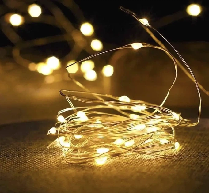 Гірлянда Крапля роси штора 3х2м с пультом светодиодная от USB, Жолтая LED LIGHT проводка Теплый белый цвет - Фото 5 Гірлянда Крапля роси штора 3х2м с пультом светодиодная от USB, Жолтая LED LIGHT проводка Теплый белый цвет - изображение 5