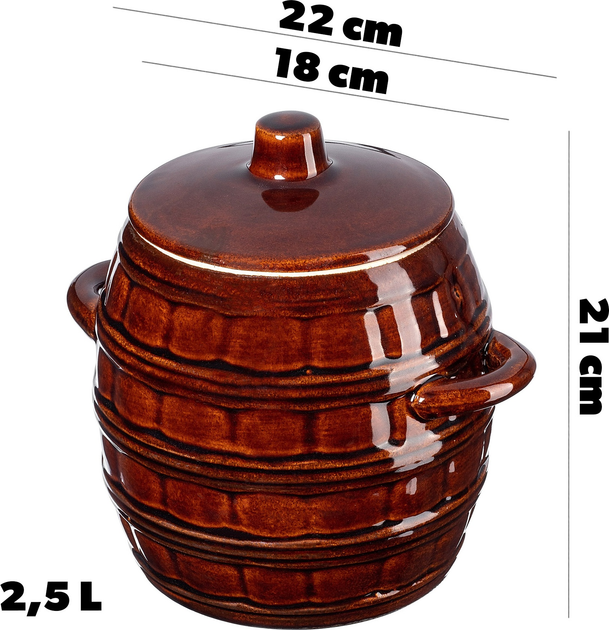 Beczka kamionkowa Kadax Helios z pokrywką 2.5 l (5903699479964) - obraz 2
