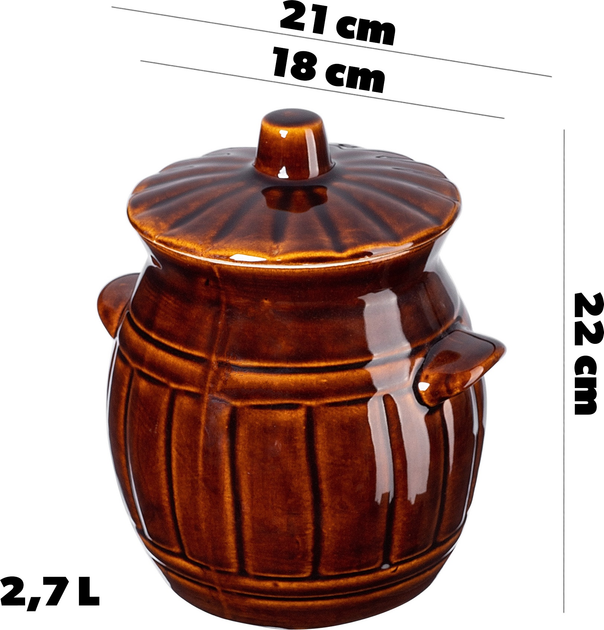 Beczka kamionkowa Kadax Helios z pokrywką 2.7 l (5903699479940) - obraz 2
