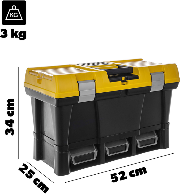 Skrzynia narzędziowa Kadax Moen z 3 kuwetami 52 x 25 x 34 cm (5906638308790) - obraz 2