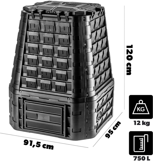 Kompostownik ogrodowy Kadax Yutz czarny 750 l (5903699498989) - obraz 2