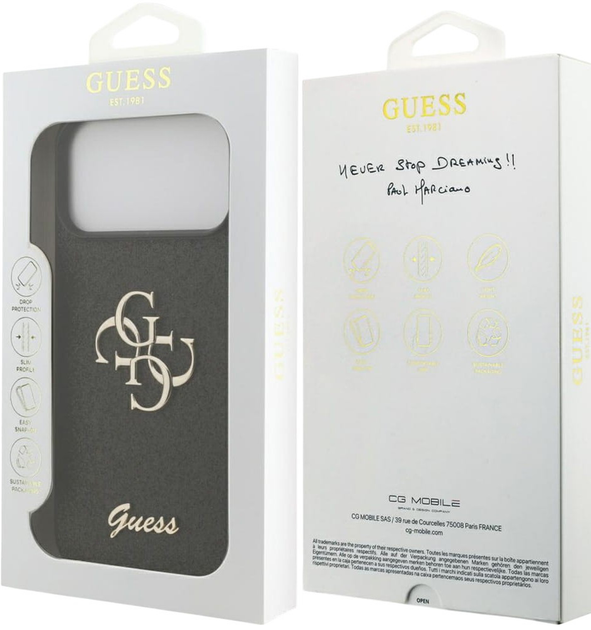Панель Guess Fixed Glitter Big 4G для Apple iPhone 17 Pro Black (GUHCP17LHG4SGK) - зображення 7