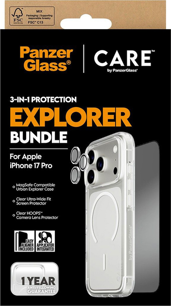 Etui plecki Panzer Glass CARE 3-in-1 Flagship Explorer Bundle do Apple iPhone 17 Pro Transparent (CR74977) - obraz 3