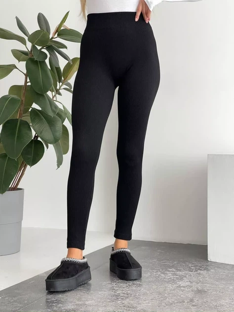 Женские лосины утепленные с широким поясом, гладкие леггинсы с густым мехом INNOE 300037-4, р. 48/56 Черные - Фото 3 Женские лосины утепленные с широким поясом, гладкие леггинсы с густым мехом INNOE 300037-4, р. 48/56 Черные - изображение 3