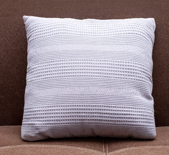 Декоративная подушка Zastelli Gray WAFFLE 40×40 см вафельная ткань - изображение 2
