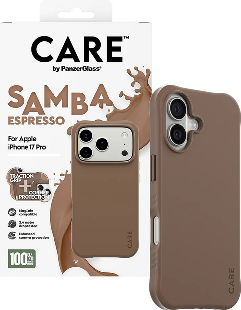 Панель CARE by PanzerGlass Fashionable Case Samba Espresso w. MagSafe для Apple iPhone 17 Pro (CR57384) - зображення 4