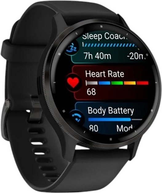 Смарт-годинник Garmin Venu 3 Slate Stainless Steel Bezel with Black Case and Silicone Band (010-02784-01) - зображення 3