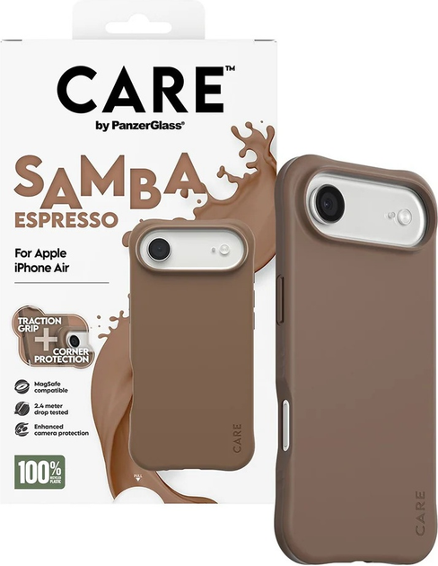 Панель CARE by PanzerGlass Fashionable Case Samba Espresso w. MagSafe для Apple iPhone Air (CR17747) - зображення 4