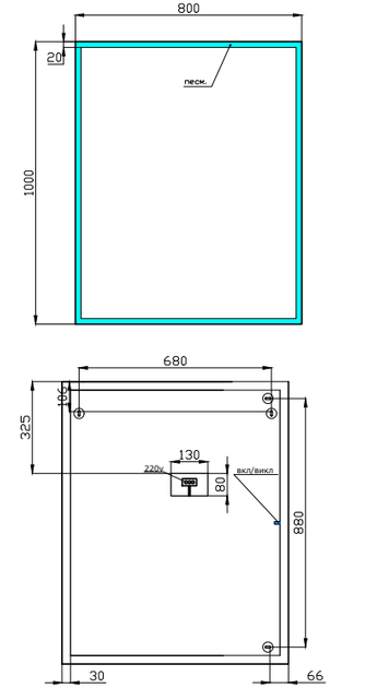 Зеркало JUVENTA Neo Square 80x100 см с LED-подсветкой - изображение 6