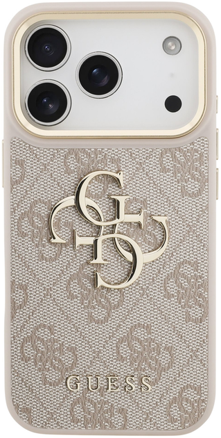 Панель Guess 4G Metal Logo Gold Frame для Apple iPhone 17 Pro Pink (GUHCP17L4GMGCPI) - зображення 1