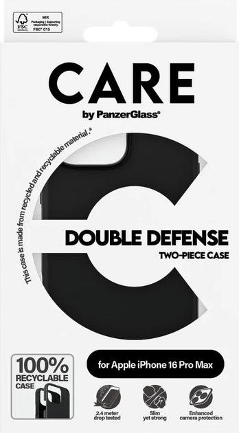 Панель CARE by PanzerGlass Feature Case Double Defense Black для Apple iPhone 16 Pro Max (5715685003981) - зображення 4