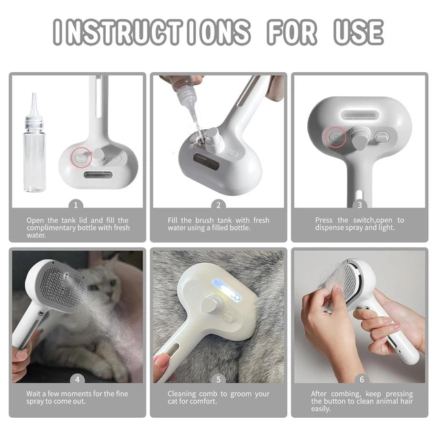Паровая массажная щетка Zmaker для кошек и собак с распылителем и массажем, USB, портативная - Фото 9 Паровая массажная щетка Zmaker для кошек и собак с распылителем и массажем, USB, портативная - изображение 9