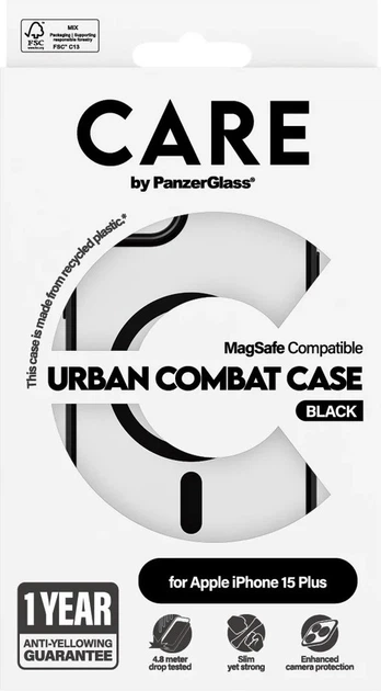 Etui CARE by PanzerGlass Flagship Case Transparent Urban Combat w. Black MagSafe do Apple iPhone 15 Plus (5715685005626) - obraz 4