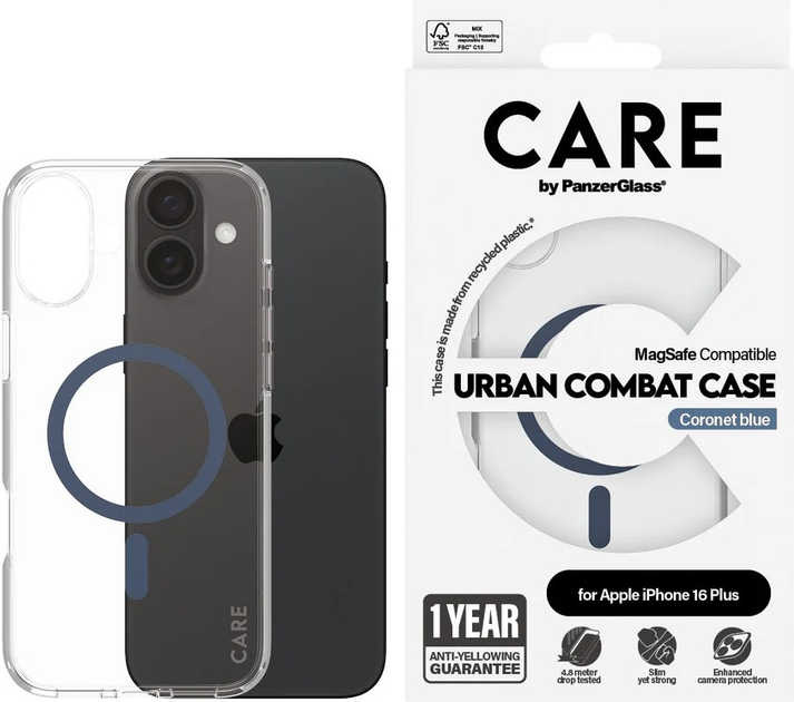 Панель CARE by PanzerGlass Flagship Case Transparent Urban Combat w. Blue MagSafe для Apple iPhone 16 Plus (5715685004339) - зображення 3