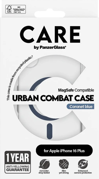 Панель CARE by PanzerGlass Flagship Case Transparent Urban Combat w. Blue MagSafe для Apple iPhone 16 Plus (5715685004339) - зображення 4
