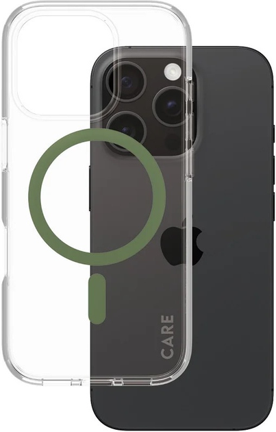 Панель CARE by PanzerGlass Flagship Case Transparent Urban Combat w. Green MagSafe для Apple iPhone 16 Pro (5715685004360) - зображення 1