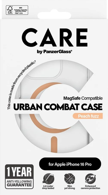 Панель CARE by PanzerGlass Flagship Case Transparent Urban Combat w. Peachy MagSafe для Apple iPhone 16 Pro (5715685004407) - зображення 4