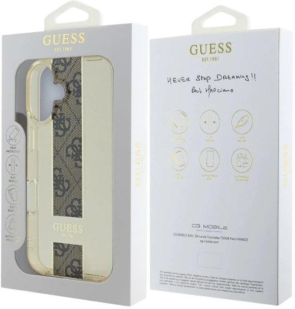 Панель Guess IML Middle 4G Stripe для Apple iPhone 16 Brown (57983122197) - зображення 6