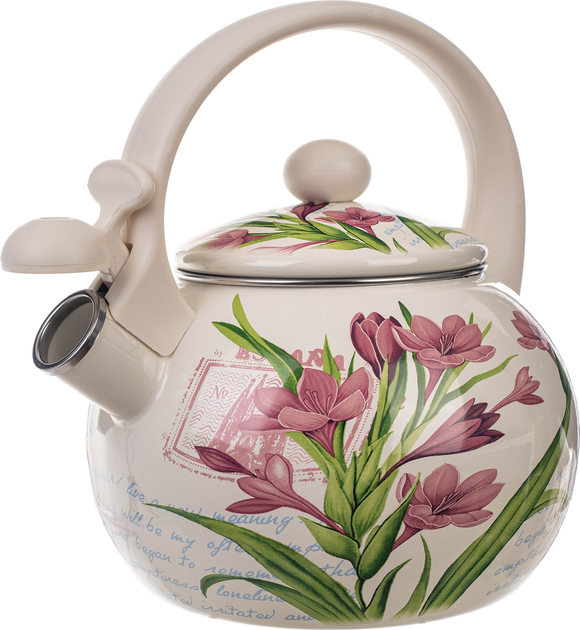 Czajnik emaliowany Kadax Cusset z gwizdkiem Krokus 2.2 l (5906638301456) - obraz 1