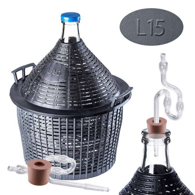 Zestaw winiarski Kadax Balon 15 l + Korek nr. 3 + Plastikowa rurka (5903699487129) - obraz 1