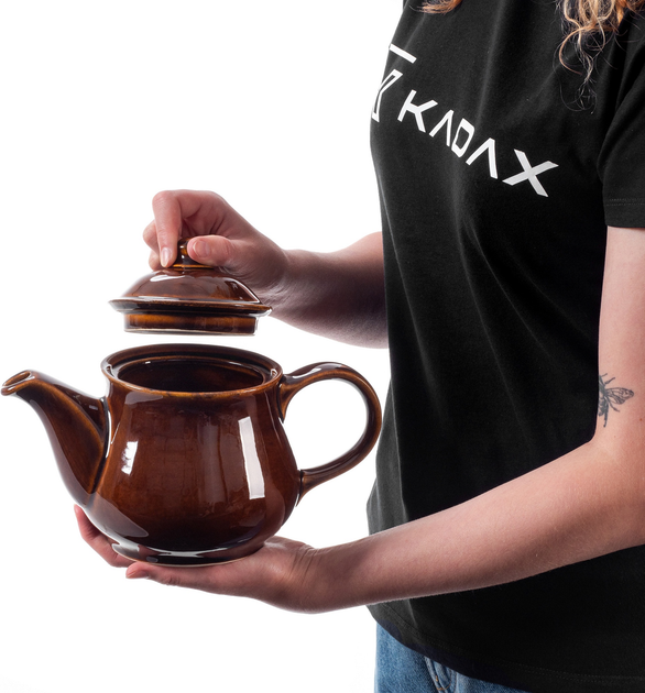 Dzbanek na herbatę kamionkowy Kadax Olympia Brązowy 1 l (5903699480342) - obraz 5