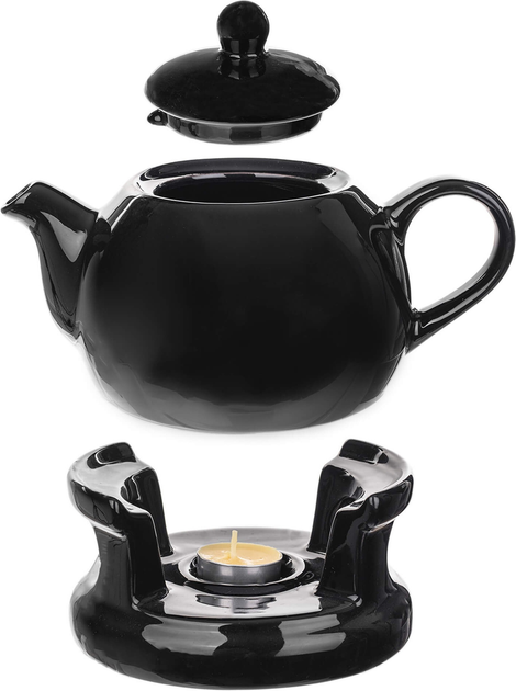 Dzbanek na herbatę ceramiczny Kadax Irais z podgrzewaczem Czarny 1 l (5906638318454) - obraz 3
