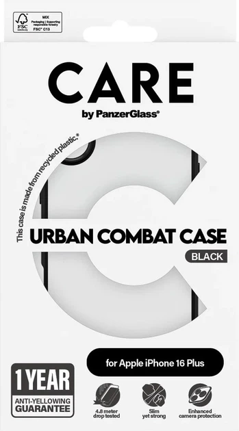 Панель CARE by PanzerGlass Flagship Case Transparent Urban Combat w. Black Frame для Apple iPhone 16 Plus (5715685004292) - зображення 4