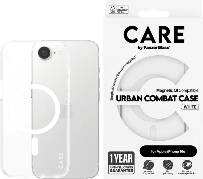 Панель CARE by PanzerGlass Flagship Case Transparent Urban Combat w. White Qi для Apple iPhone 16e (CRRTPUCG29845) - зображення 3