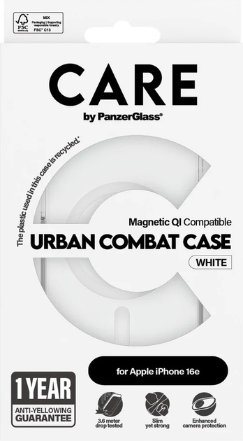 Панель CARE by PanzerGlass Flagship Case Transparent Urban Combat w. White Qi для Apple iPhone 16e (CRRTPUCG29845) - зображення 4