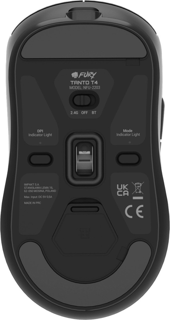 Mysz Fury Tanto T4 Wireless/Bluetooth/USB Black (NFU-2203) - obraz 15