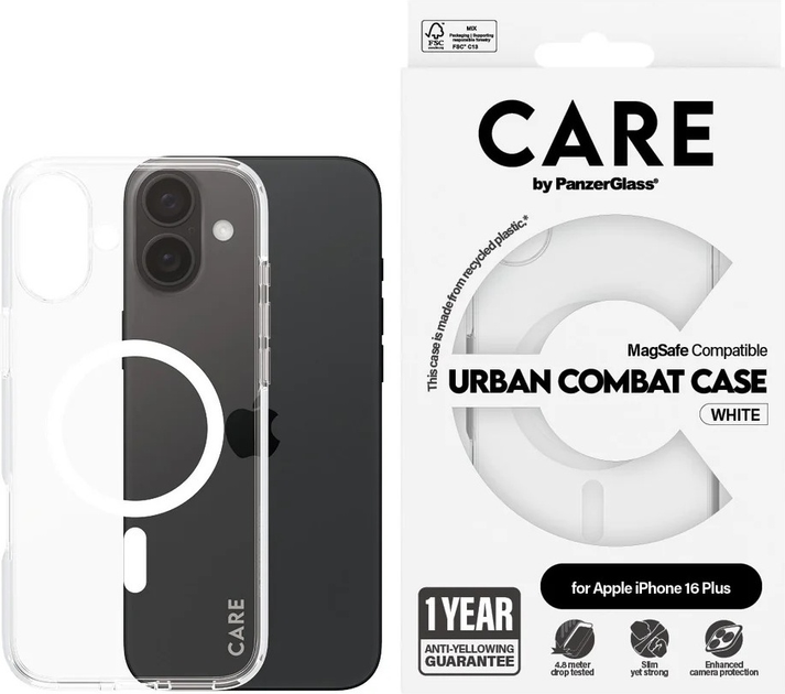 Панель CARE by PanzerGlass Flagship Case Transparent Urban Combat w. White MagSafe для Apple iPhone 16 Plus (5715685004056) - зображення 3