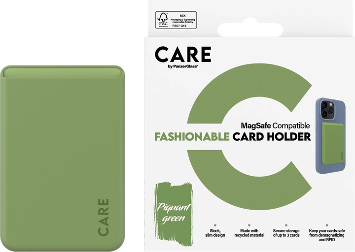Кардхолдер CARE by PanzerGlass Fashionable Card Holder для Apple iPhone Green (5715685011214) - зображення 3
