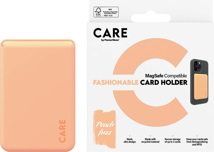 Etui na karty CARE by PanzerGlass Fashionable Card Holder do Apple iPhone Peachy (5715685011191) - obraz 3