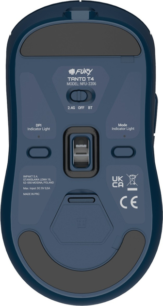 Mysz Fury Tanto T4 Wireless/Bluetooth/USB Blue (NFU-2206) - obraz 15
