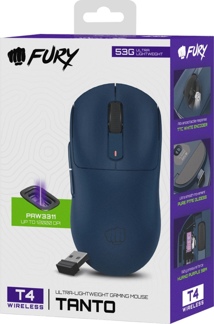 Mysz Fury Tanto T4 Wireless/Bluetooth/USB Blue (NFU-2206) - obraz 16