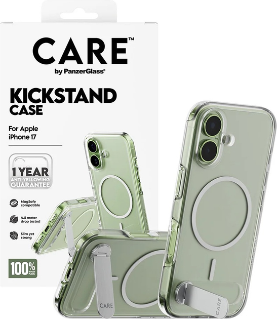 Etui CARE by PanzerGlass Feature Case Transparent w. Kickstand & MagSafe do Apple iPhone 17 (CR33770) - obraz 4