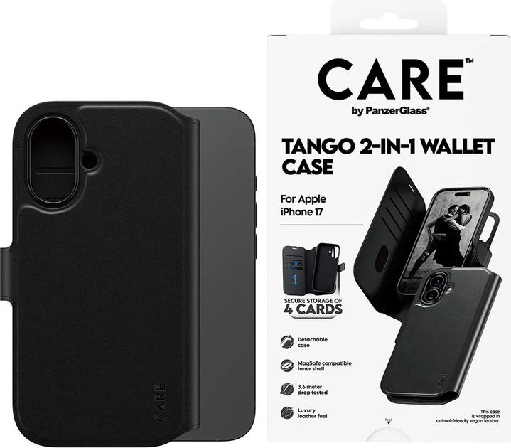 Чохол-книжка CARE by PanzerGlass Feature Case Tango Two-in-One Wallet w. MagSafe для Apple iPhone 17 Black (CR29833) - зображення 3