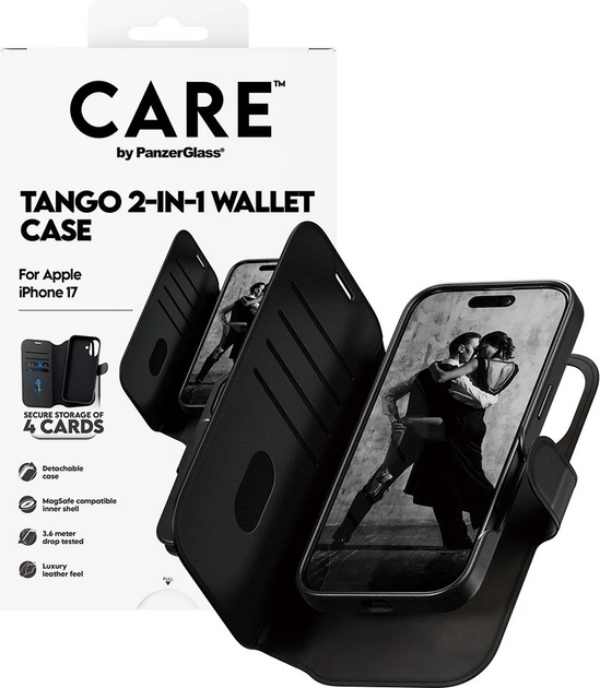 Чохол-книжка CARE by PanzerGlass Feature Case Tango Two-in-One Wallet w. MagSafe для Apple iPhone 17 Black (CR29833) - зображення 4