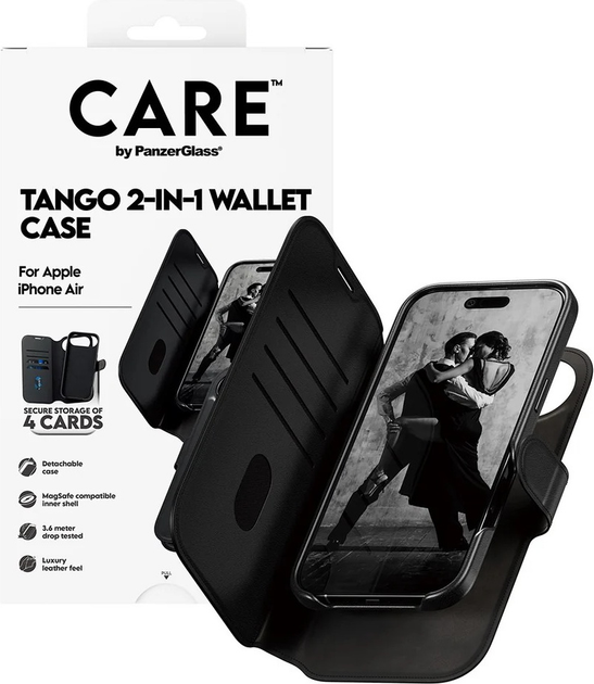 Чохол-книжка CARE by PanzerGlass Feature Case Tango Two-in-One Wallet w. MagSafe для Apple iPhone Air Black (CR78108) - зображення 4