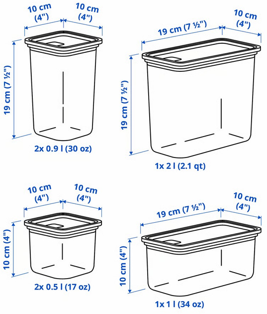 Zestaw pojemnikow na żywność Ikea Korallvippa na produkty suche 6 szt (705.993.16) - obraz 7