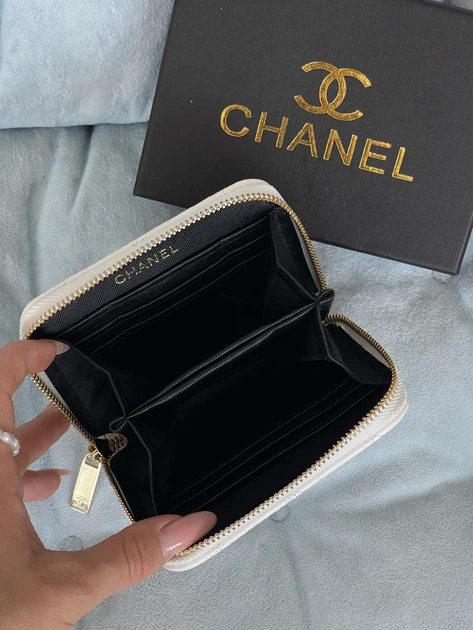 Кошелек женский Chanel mini белый с коробкой - изображение 4