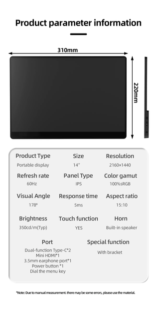 Портативный монитор ZSUS 14A-2K 14" 2K IPS USB-C - изображение 10
