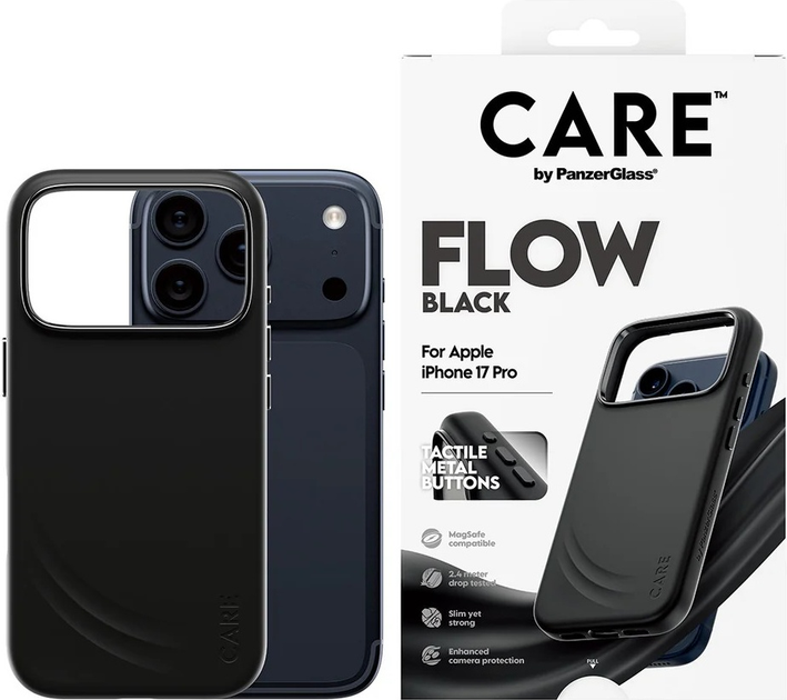 Панель CARE by PanzerGlass Feature FLOW Case Black w. MagSafe для Apple iPhone 17 Pro (CR58291) - зображення 3