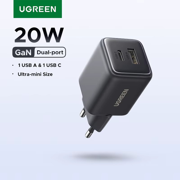 Зарядное устройство UGREEN X514 20W 2-Ports GaN Fast Charger – фото, отзывы, характеристики в интернет-магазине ROZETKA от продавца: SE-STORE | Купить в Украине: Киеве, Харькове, Днепре, Одессе, Запорожье, Львове