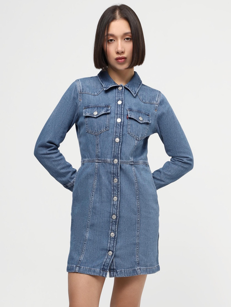 Sukienka koszulowa damska jeansowa Levi's Flynn Western Core Dress A7592-0001 L Niebieska (5401128681259) - obraz 1