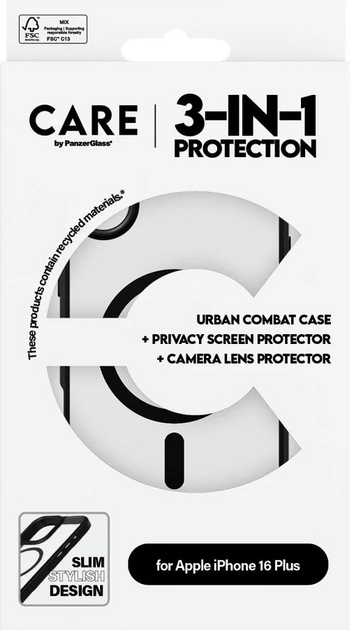 Комплект панель + скло CARE by PanzerGlass Flagship 3-in-1 Privacy Bundle для Apple iPhone 16 Plus (B1359+P2863+1283) - зображення 6