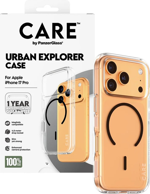 Панель CARE by PanzerGlass Flagship Case Transparent Urban Explorer w. Black MagSafe для Apple iPhone 17 Pro (CR52608) - зображення 4