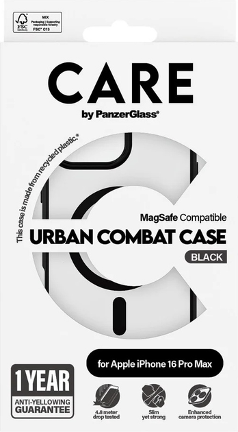 Etui CARE by PanzerGlass Flagship Case Transparent Urban Combat w. Black Frame & MagSafe do Apple iPhone 16 Pro Max (5715685004261) - obraz 4