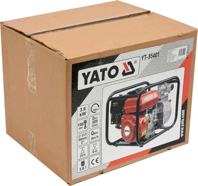 Мотопомпа бензинова Yato YT-85401 2" 50 мм 30 м³/ч 4 кВт (5906083854019) - зображення 5