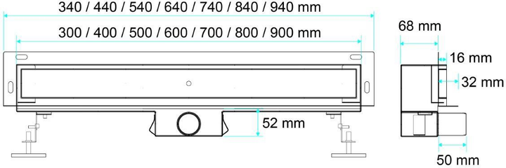 Трап лінійний Fala Brick 75355 настінний 80x4x5 см нержавіюча сталь (5906083032103) - зображення 8